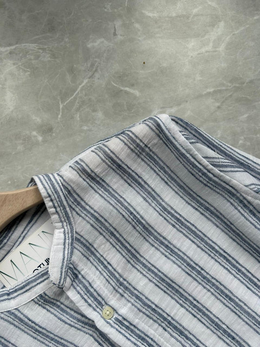 IMPORTED CRUSSHED MANDRIAN COLLAR SHIRT