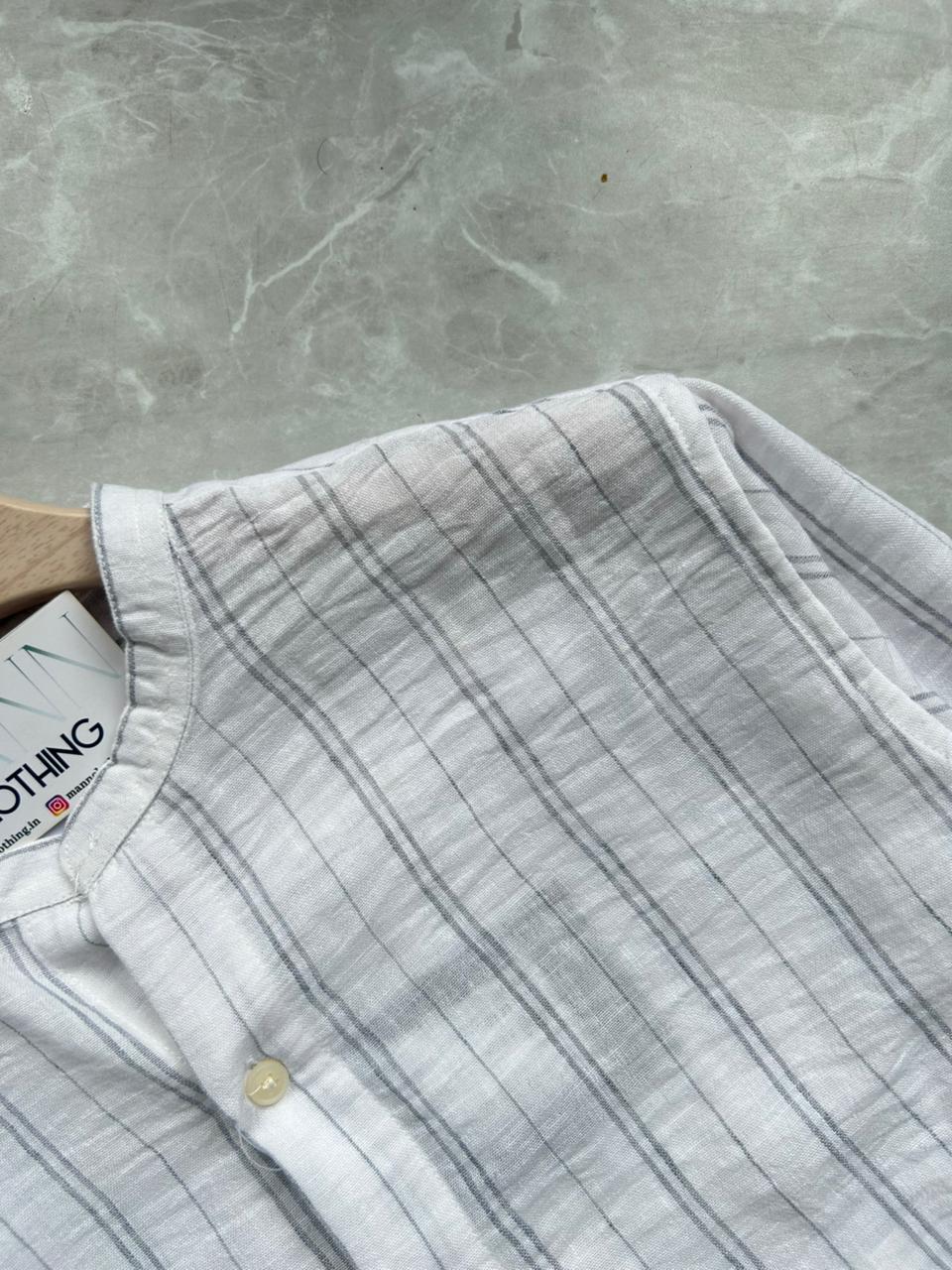 IMPORTED CRUSSHED MANDRIAN COLLAR SHIRT