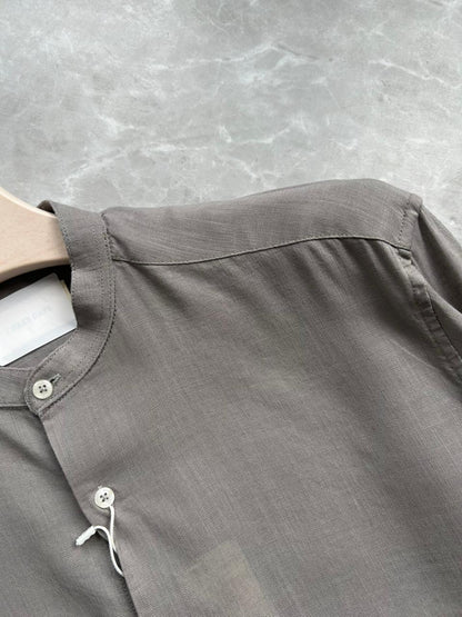 GRAY LINEN MADRIAN COLLAR SHIRT