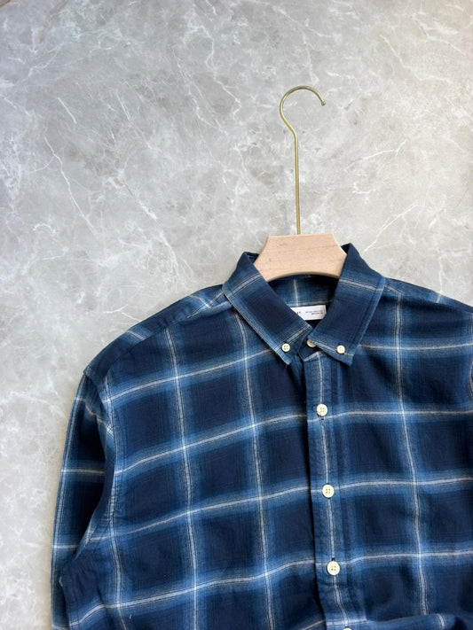 BLUE BRUSH COTTON FLANNEL CHECKED SHIRT