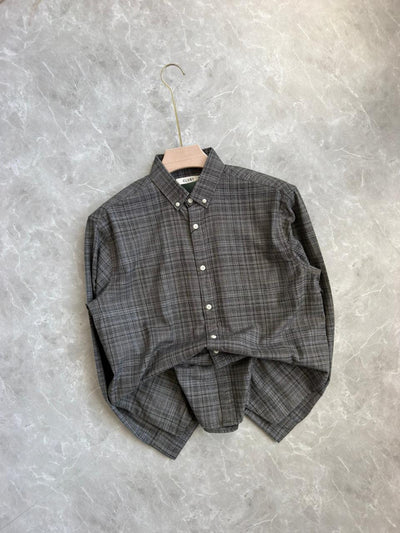 GRAY BRUSH COTTON FLANNEL CHECKED SHIRT