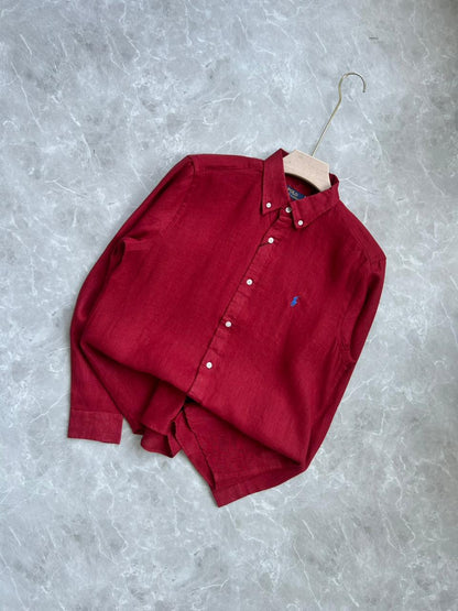 RED PURELINEN SHIRT
