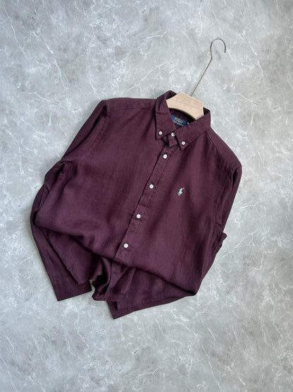 WINE PURE LINEN SHIRT