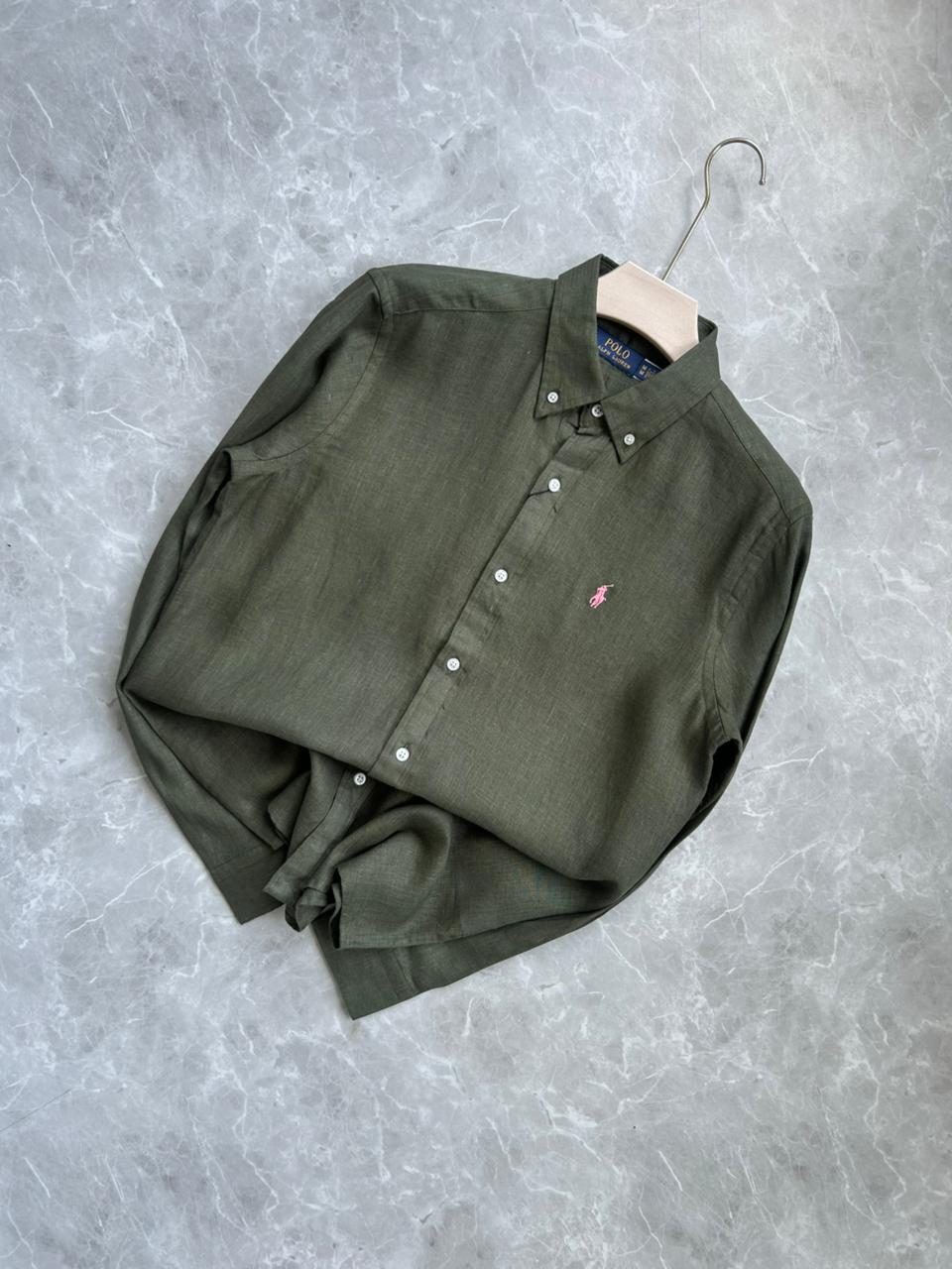 LIGHT GREEN PURE LINEN SHIRT