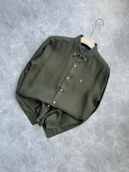 LIGHT GREEN PURE LINEN SHIRT