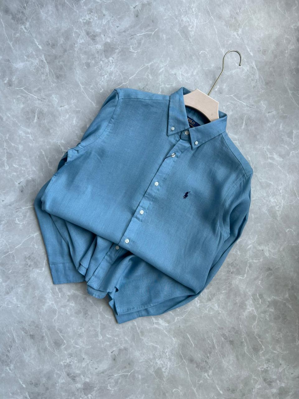 PASTEL BLUE PURE LINEN SHIRT
