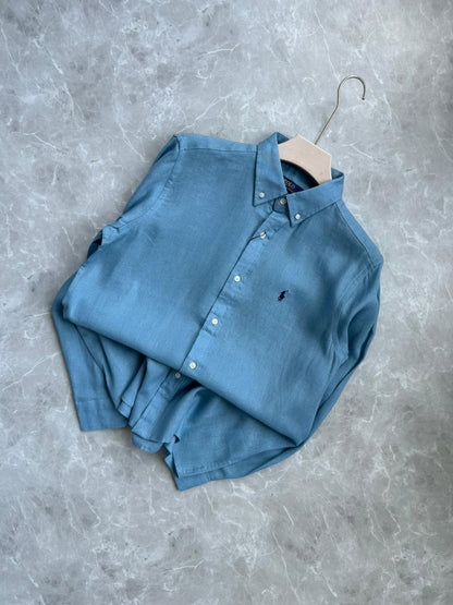 PASTEL BLUE PURE LINEN SHIRT