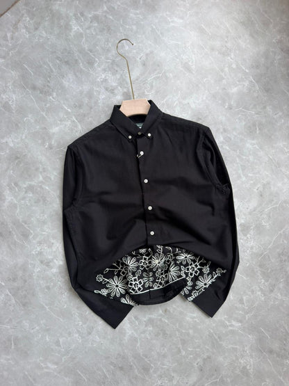 BLACK LINEN EMBROIDRY SHIRT