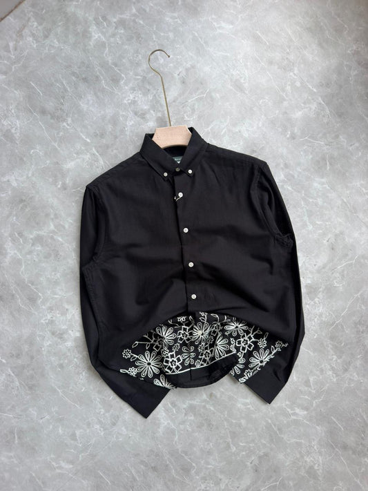 BLACK LINEN EMBROIDRY SHIRT