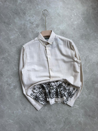 CREAM LINEN EMBROIDRY SHIRT