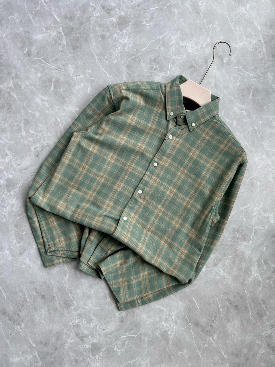 GREEN FLANNEL CHECKED SHIRT