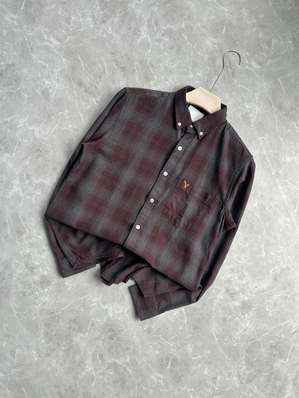 DARK MEROON FLANNEL CHECKED SHIRT