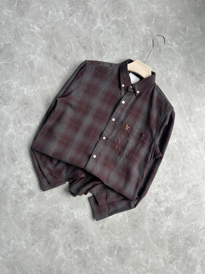 DARK MEROON FLANNEL CHECKED SHIRT