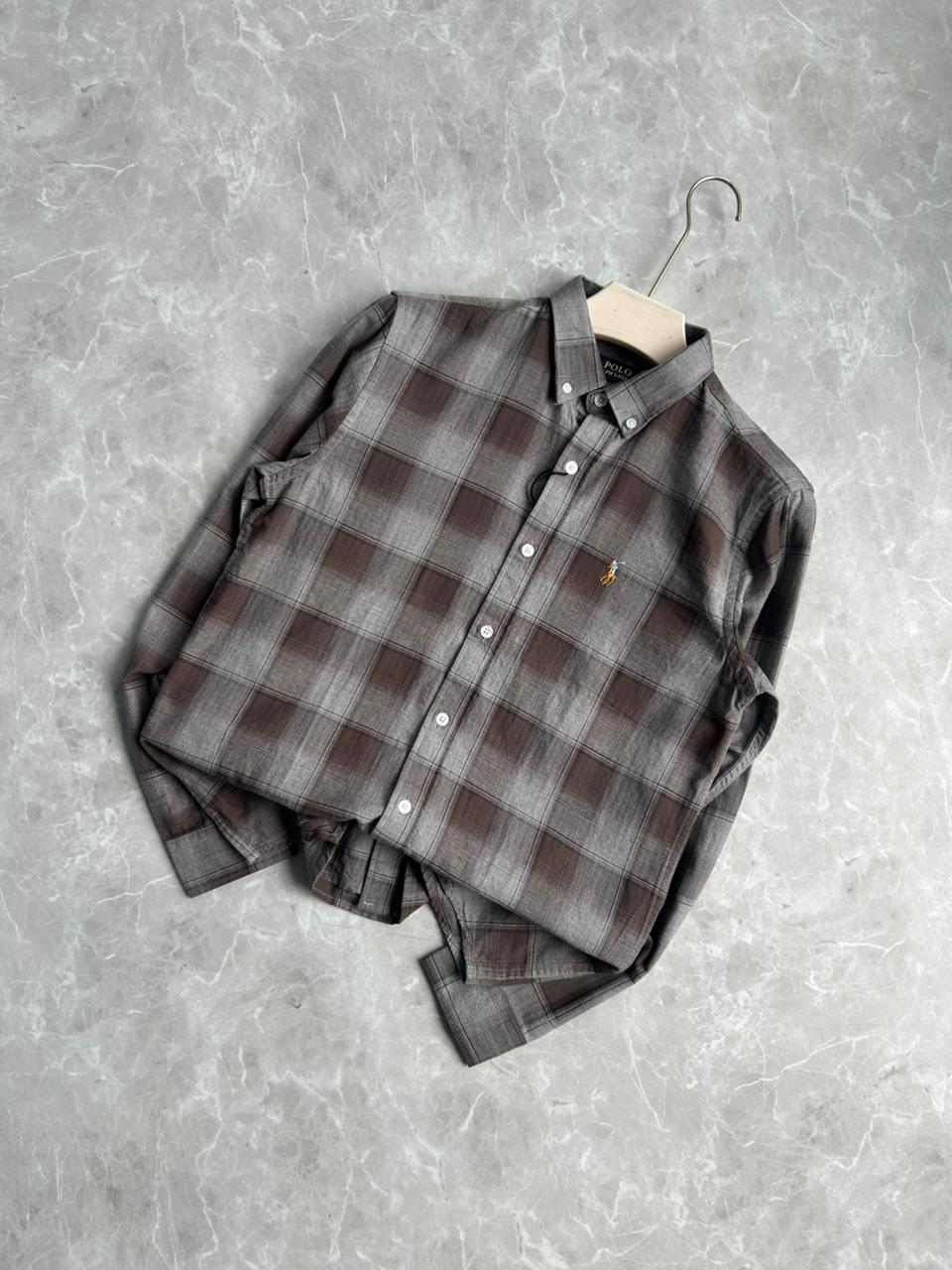 GRAY FLANNEL CHECKED SHIRT